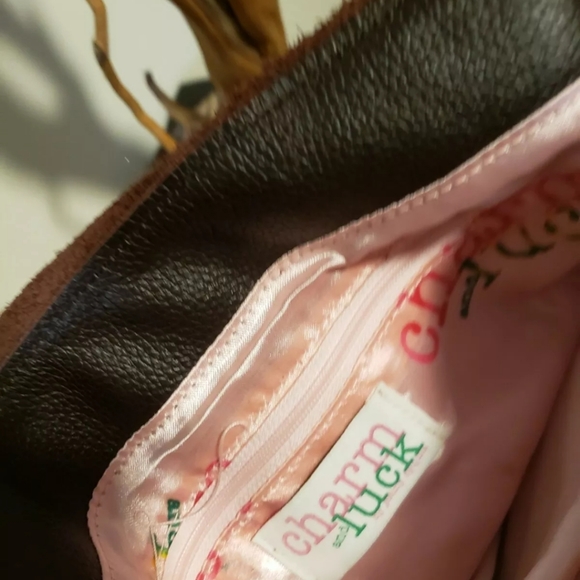 CHARM & LUCK NWD Zebra Calf Hair Brown Ltr Bag Vintage - Picture 7 of 12